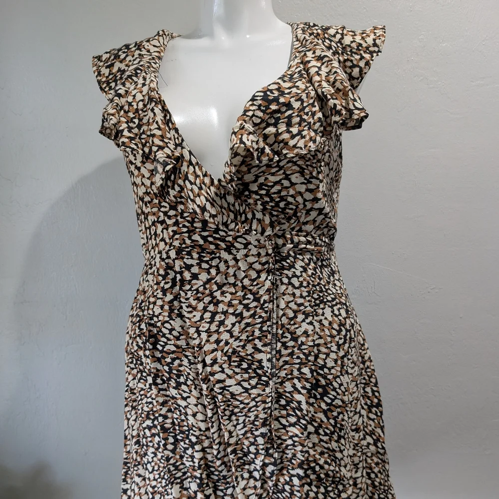 Free People French Quarter Mini Wrap dress cheetah print‎ size L